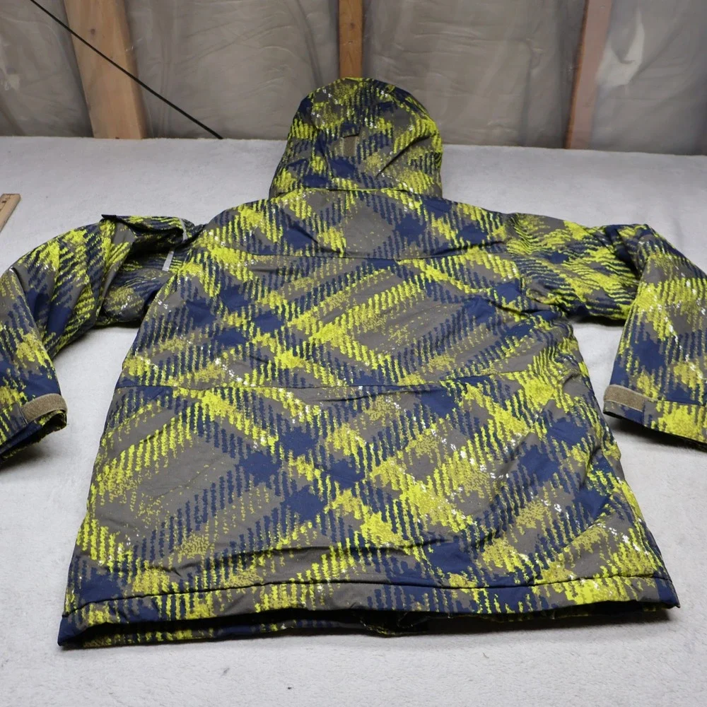 Columbia Jacket‎ Boys 14/16 Green Plaid Waterproof Insulated Hooded Ski Parka